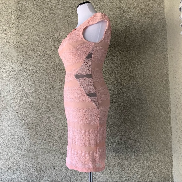 🔥5/$20🔥 “Bloom” Dusty Pink Stretch Lace Mini Dress.size XS - Picture 5 of 11